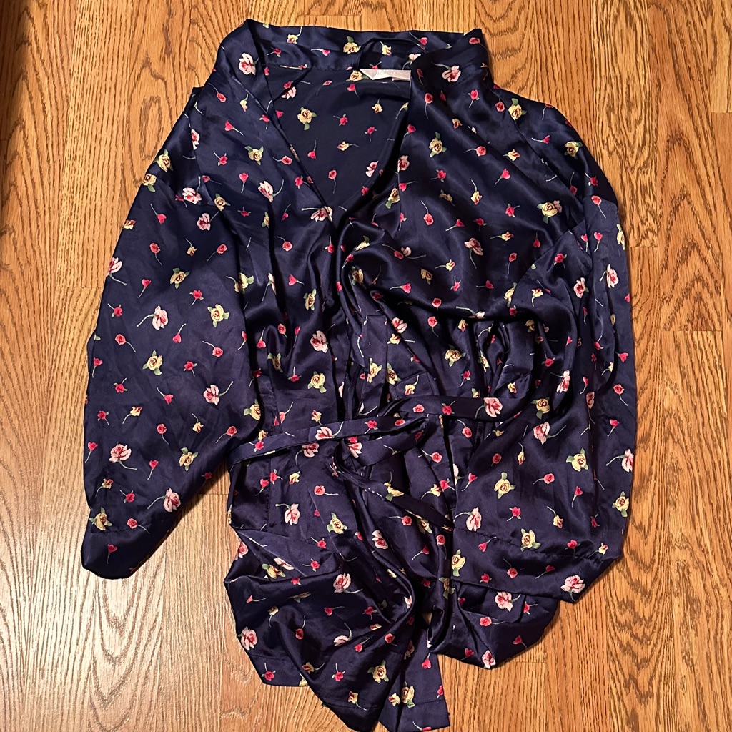 Vintage Victoria’s Secret Navy Satin Floral Robe